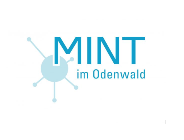 Logo mit Text MINT im Odenwald und Netzwerk-Symbol