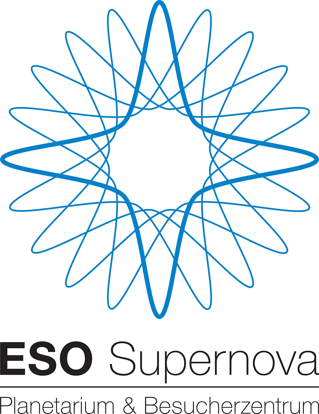 Logo ESO Supernova mit blauem Stern