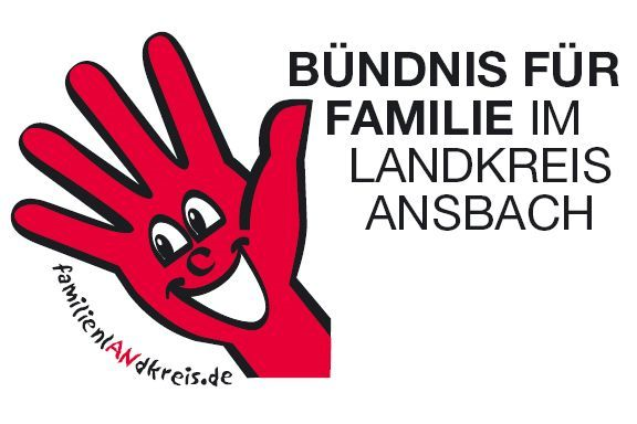 Logo mit lächelnder roter Hand und Text Bündnis für Familie