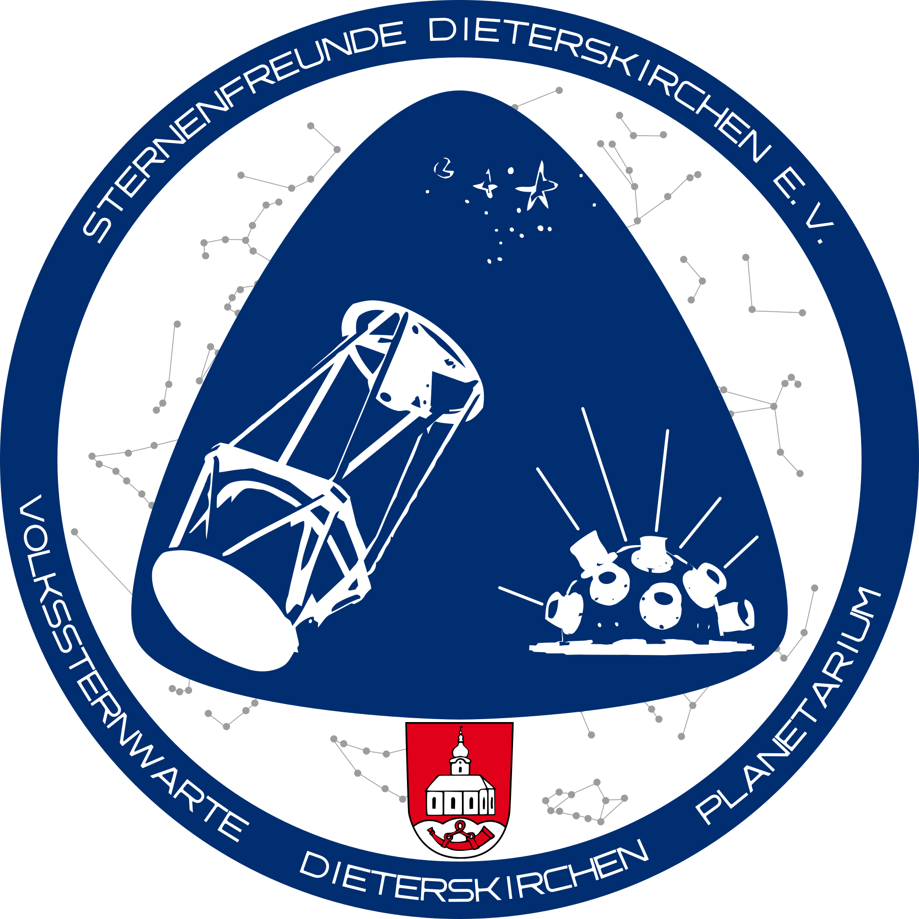 Logo der Sternenfreunde Dieterskirchen mit Teleskop.