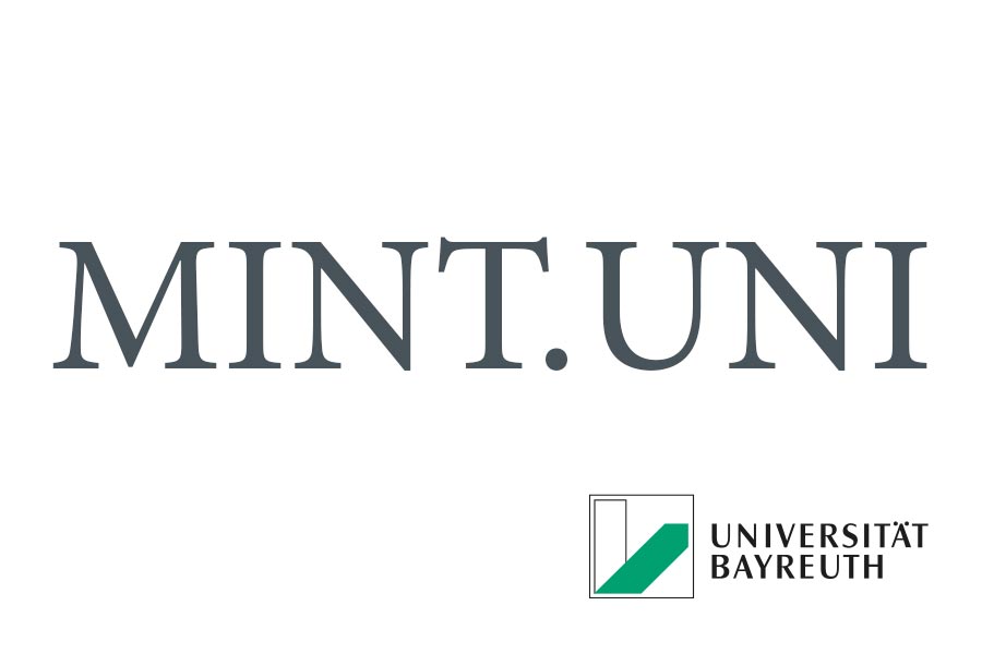 Logo der Universität Bayreuth mit MINT UNI Schriftzug.