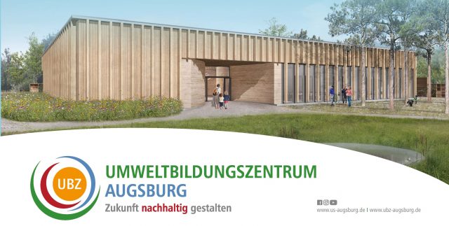 Gebäude Umweltbildungszentrum Augsburg mit Holzdesign.
