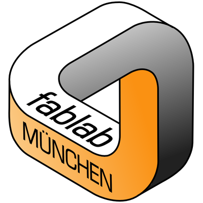 Logo des Fablab München in orange und grau