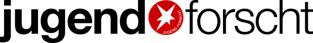 Logo von 'jugend forscht' in schwarzer Schrift. Zwischen den beiden Wörtern befindet sich ein roter Kreis mit einem weißen Stern, in dem ebenfalls klein 'JUGEND FORSCHT' steht. Das Logo wirkt modern und schlicht.