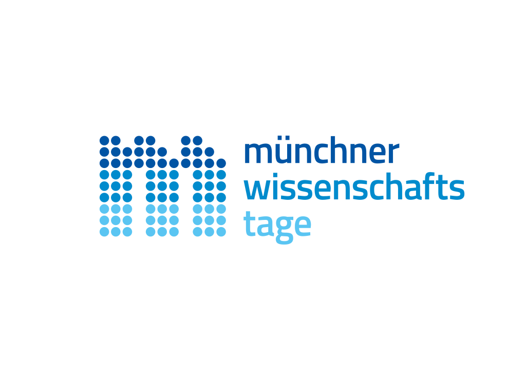 Logo in Blautönen mit dem Schriftzug Münchner Wissenschaftstage